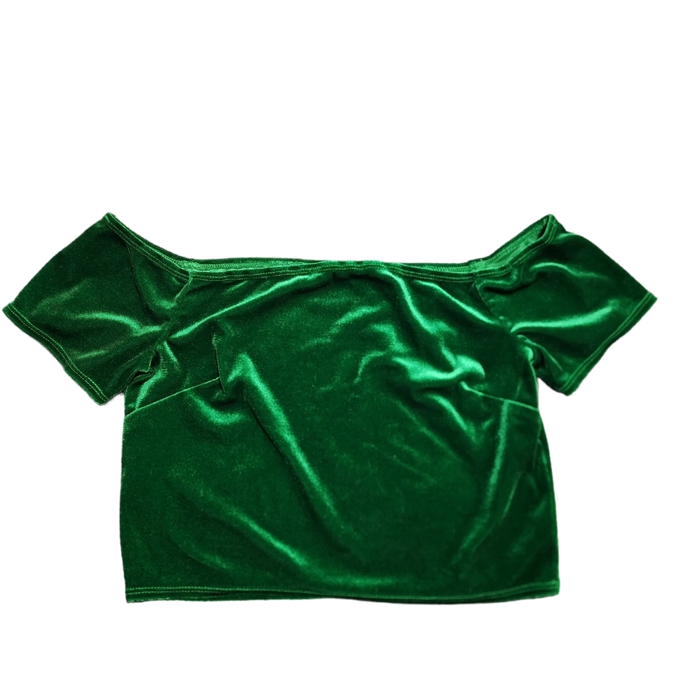 Forever 21 Green Velvet Crop Top, Size L